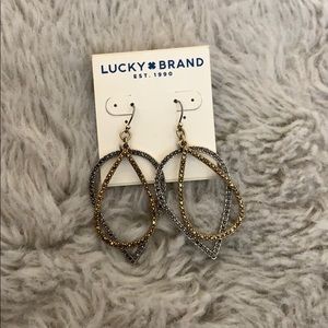 Lucky Brand Teardrop silver and Gold earrings